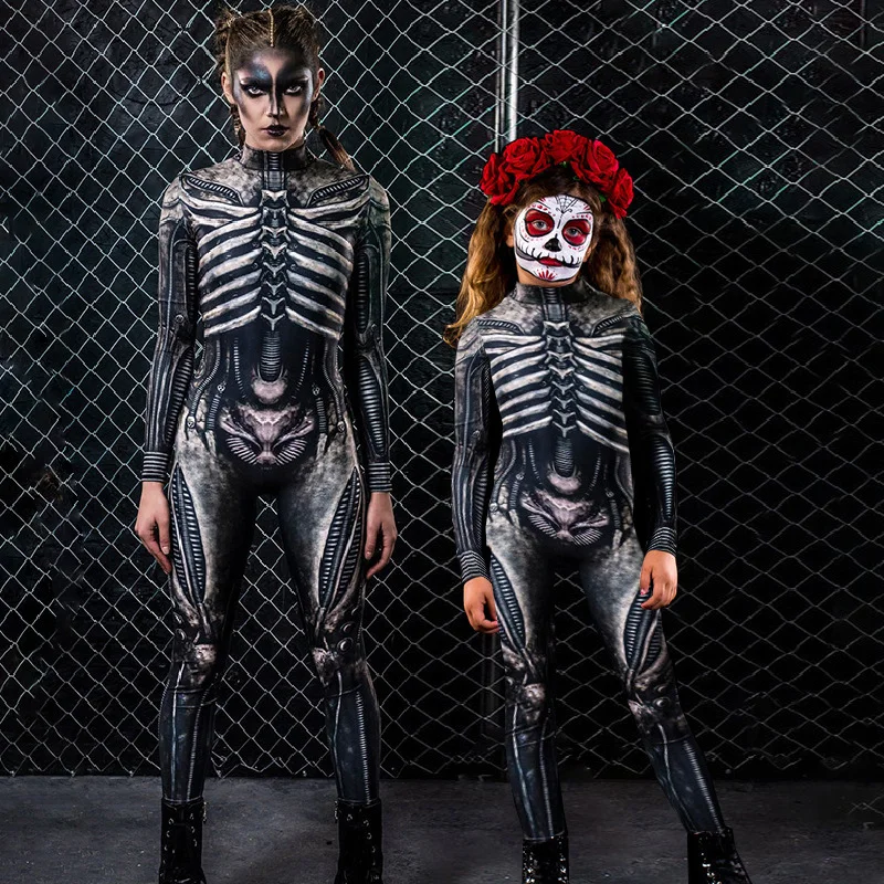 Woherb Woherb Spot 2024 Halloween Women's Body Bone Printing Party Cosplay Tight Jumpsuit Women-Outfit Ideas