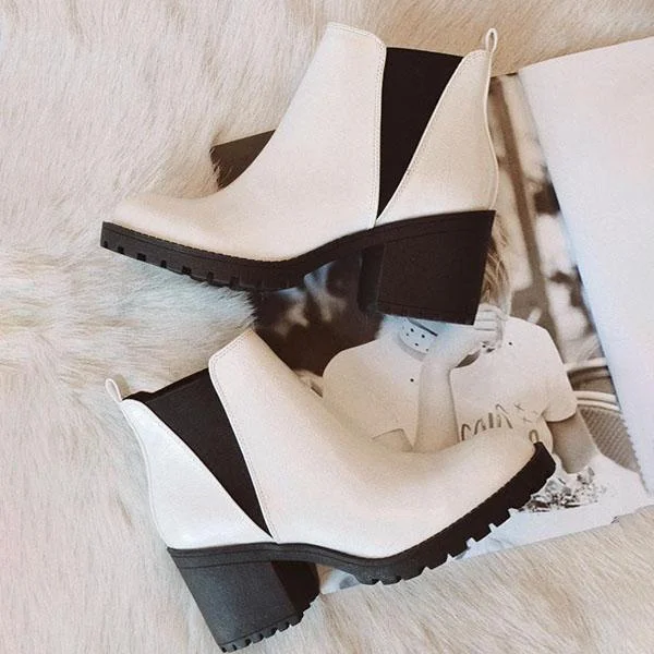 HUXM Patent Leather Slip-On Ankle Boots