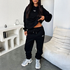 Fashionable Sporty Embroidered Logo Hooded Two-piece Set by Inlyline