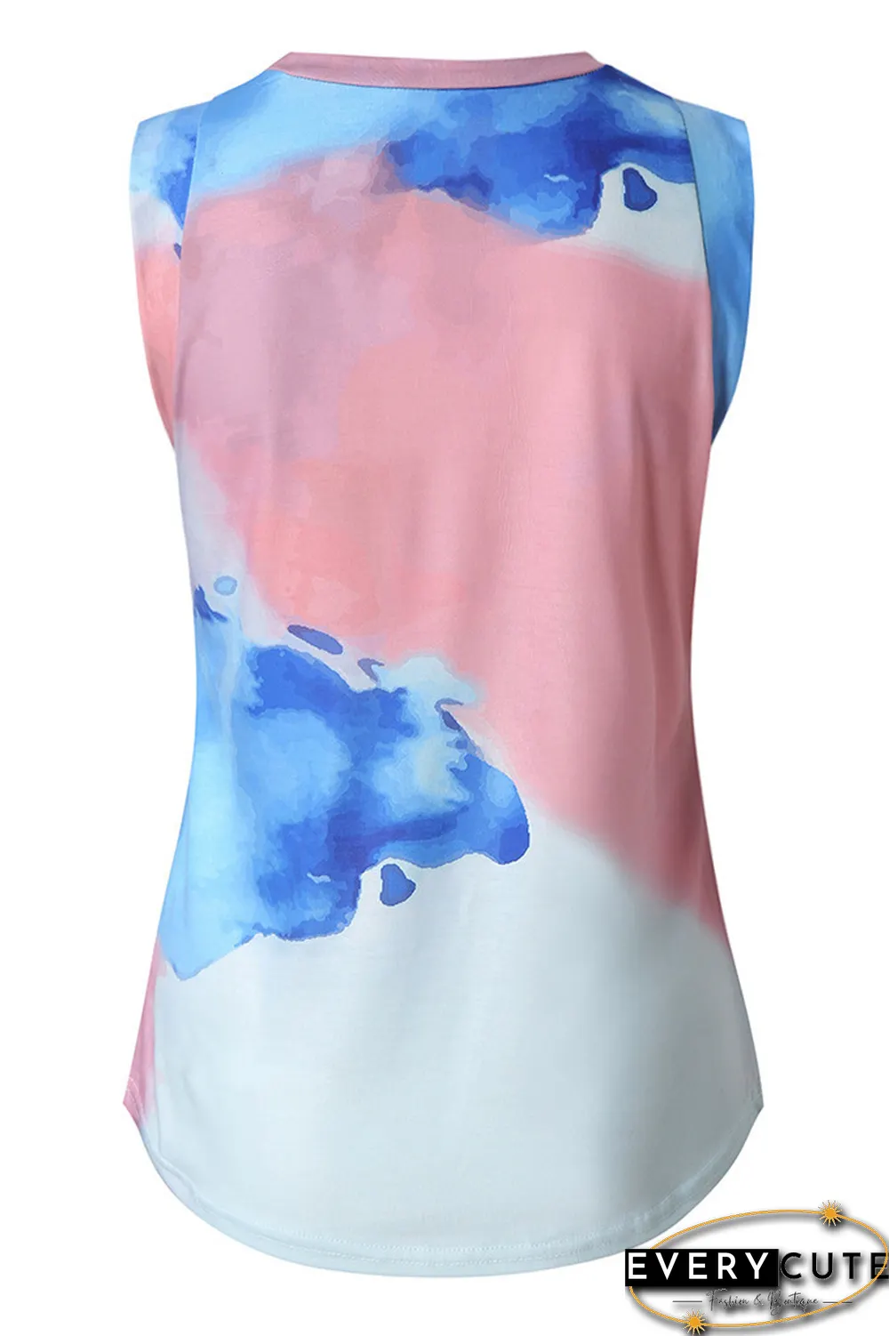 Tie Dye Round Neck Sleeveless Top