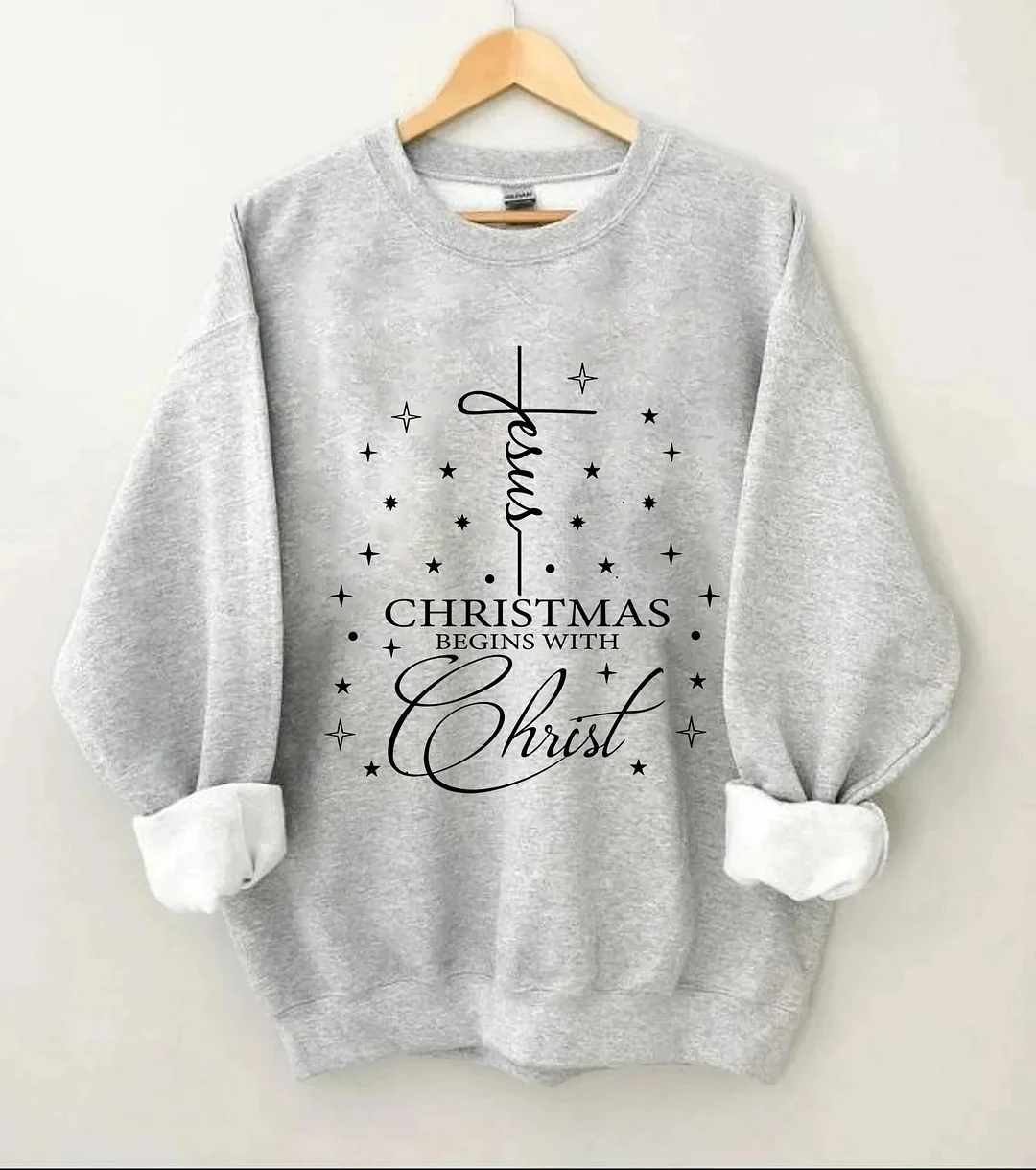 Christmas Jesus Begins With Christ Sweatshirt