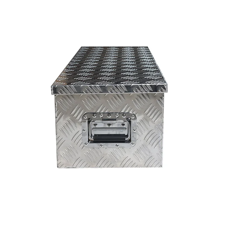 SEBLAFF 39 in Aluminum Pickup Truck Bed Trailer RV Tool Box Storage Box 39 x 13 x 10in (L x W x H) w/Lock and Key 1.5mm thick Silver
