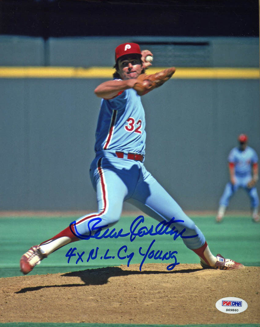 Steve Carlton SIGNED 8x10 Photo Poster painting + 4 x NL Cy Young Phillies PSA/DNA AUTOGRAPHED