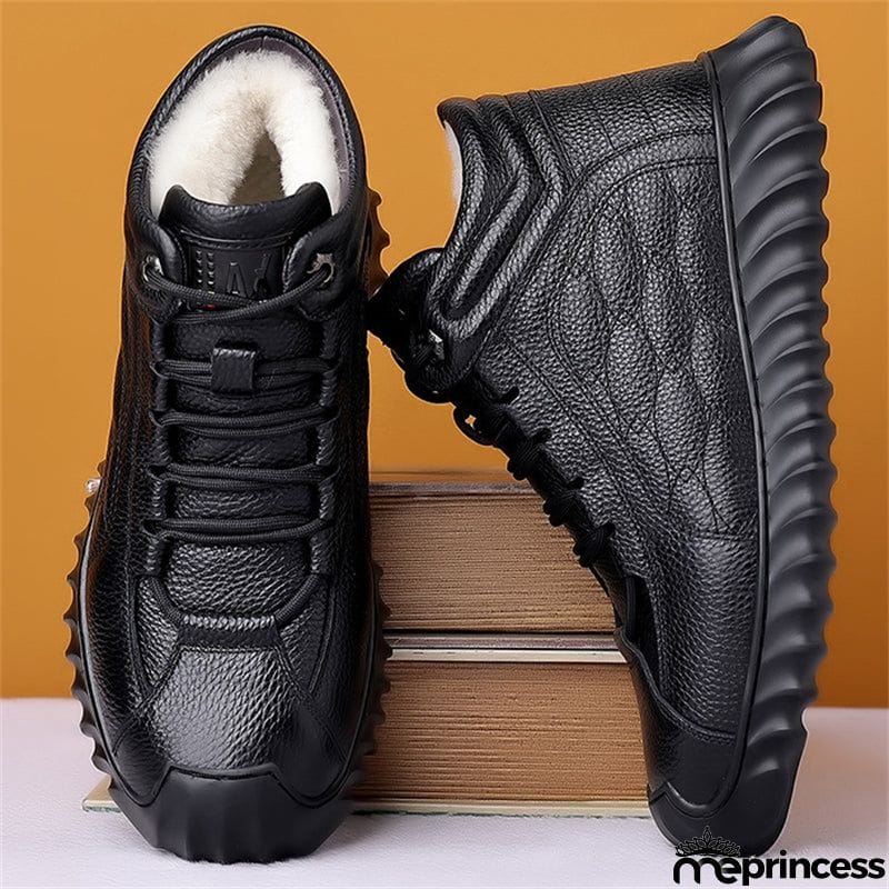 Male Casual Genuine Leather Fleece Thickened Father's Shoes