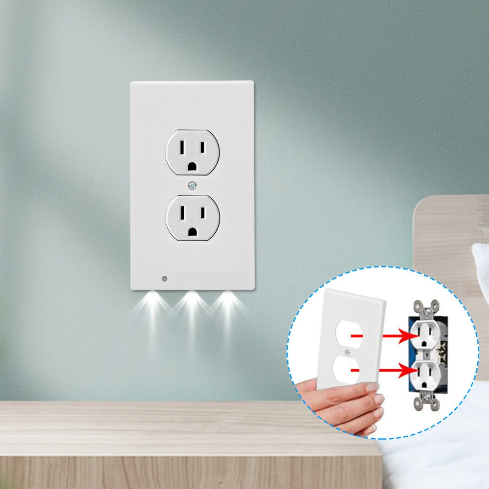 OUTLET WALL PLATE WITH LED NIGHT LIGHTS [UL FCC CSA CERTIFIED]