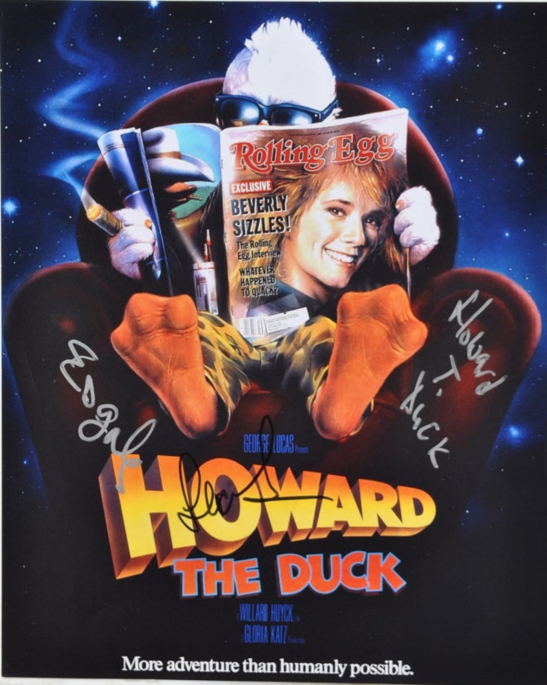 HOWARD THE DUCK Signed Photo Poster painting x2 Ed Gale & Lea Thompson wcoa