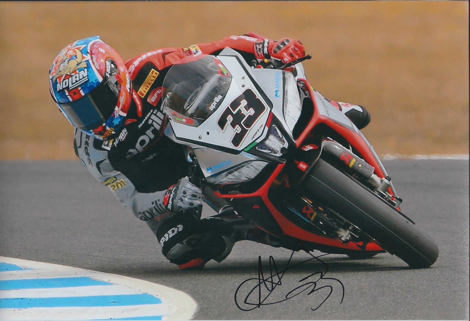 Marco MELANDRI SIGNED APRILIA Autograph 12x8 Photo Poster painting AFTAL COA SUPERBIKE WSB