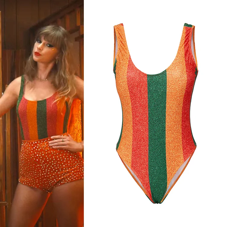 Taylor Anti Hero inspired Striped Swimsuit