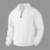 Men's Casual Jacquard Stand Collar Half Zip Wool Sweatshirt by Inlyline