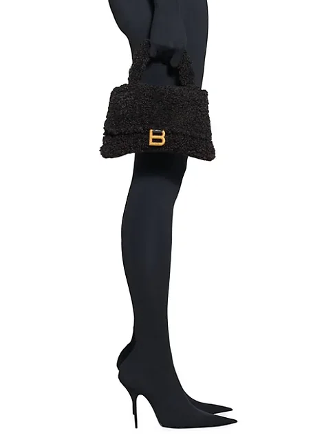 Balenciaga Furry Hourglass Small Handbag With Strap