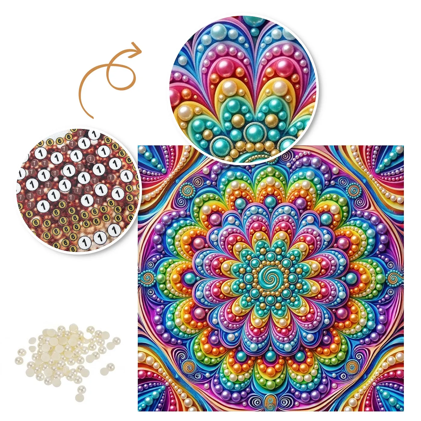 Colorful Mandala on Purple - Pearls Painting