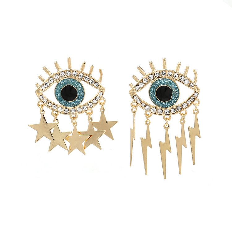 Demon eye star Lightning tassel earrings