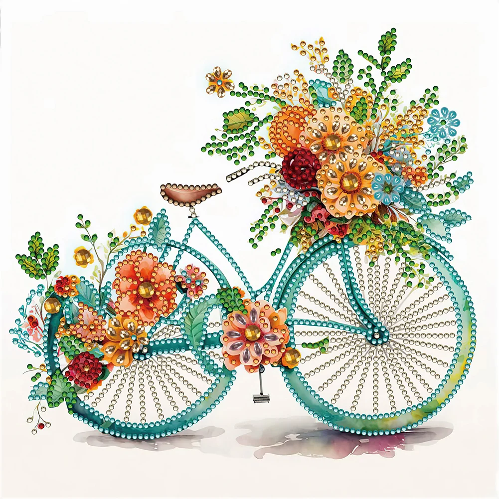 Diamond Painting - Partial Special Shaped Drill - Flower Bike(Canvas|30*30cm)