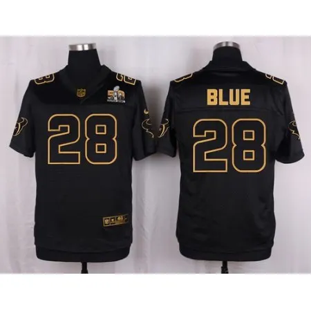 Texans #28 Alfred Blue Black Men's Stitched NFL Elite Pro Line Gold Collection Jersey
