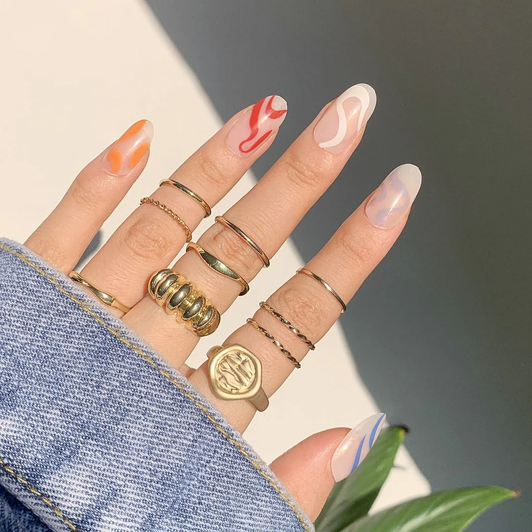 Fashion 24pcs/set French Nails For Women Simple Pink Ins Style Fake Nails With Glue Acrylic fake Full Tips False press on nail-Nail Inspo