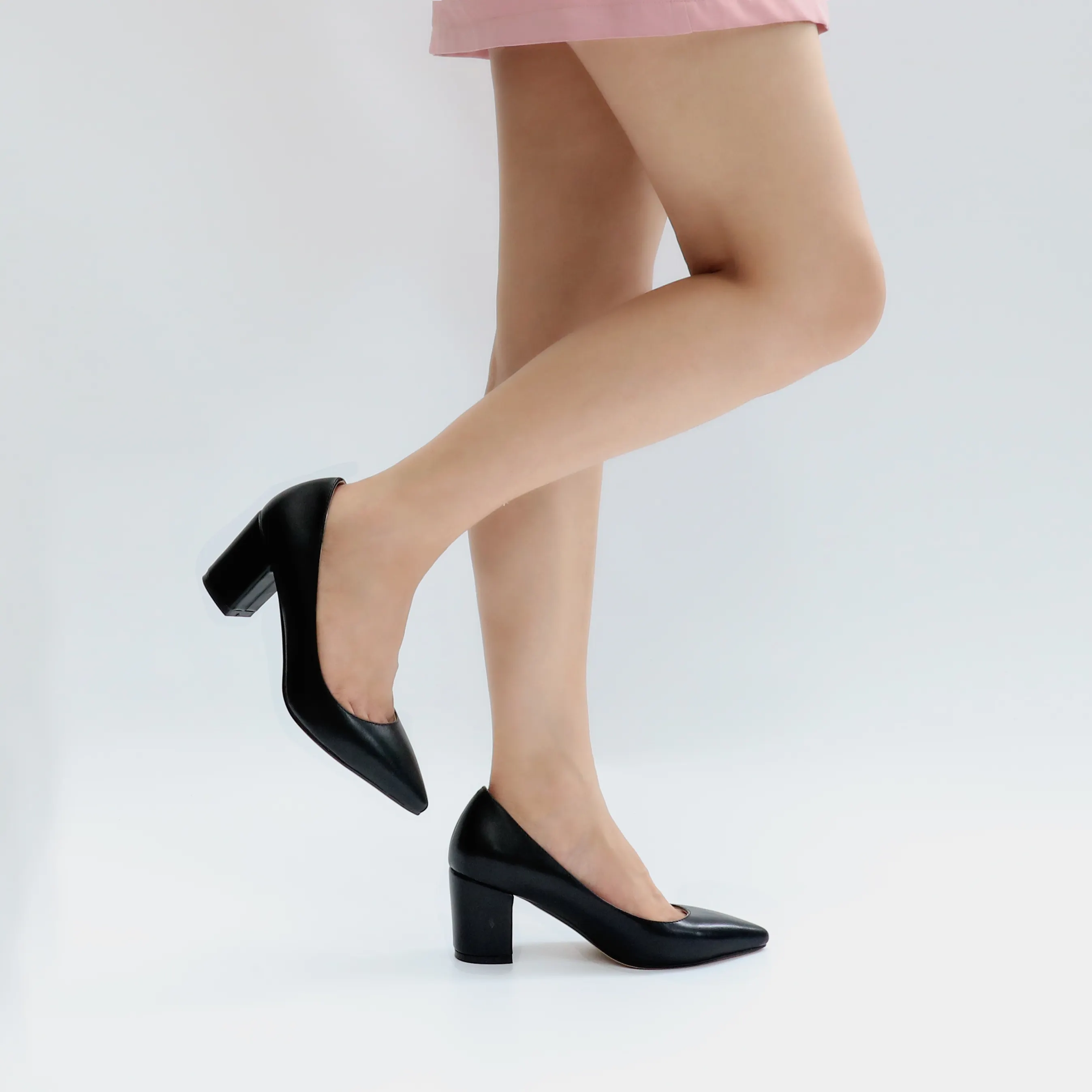 65mm Women Chunky Heels Comfortable Middle Block Heel Pumps-vocosishoes