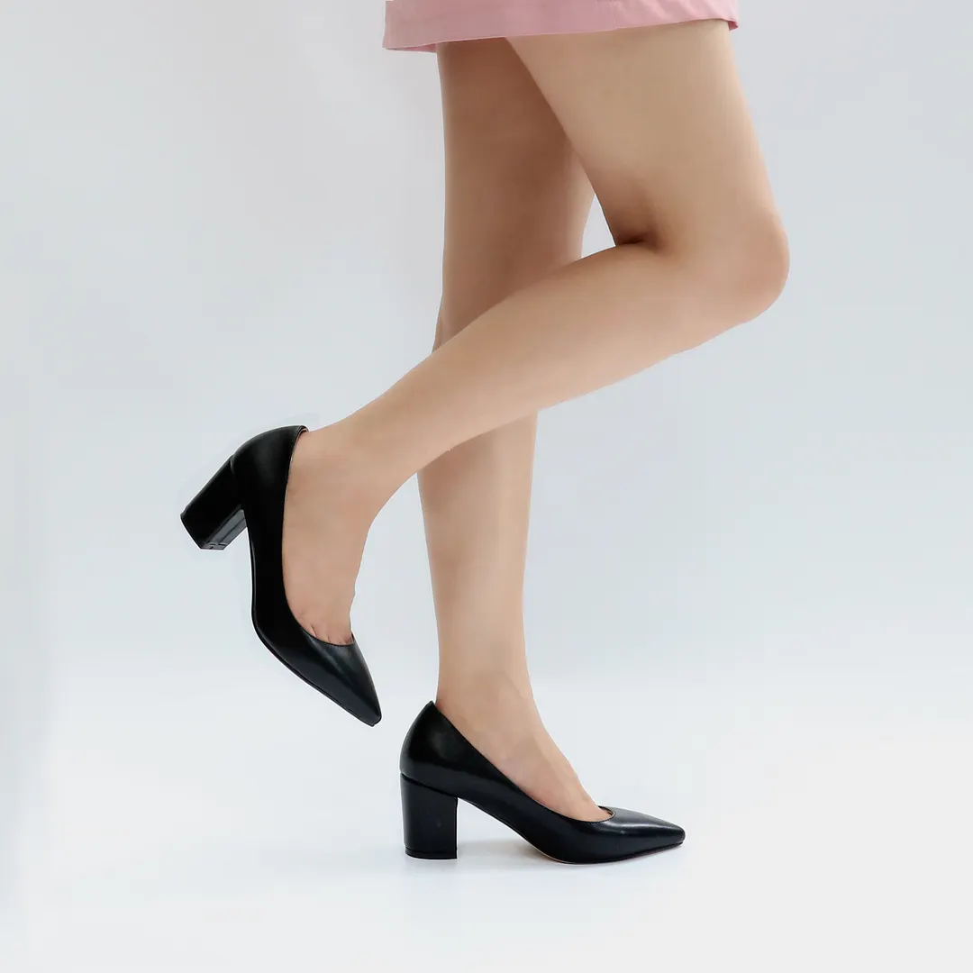 65mm Women Chunky Heels Comfortable Middle Block Heel Pumps-vocosishoes