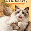 Rabbit Fur Ball Cat Toy 3.15in Plush Fuzzy Artificial Balls for Kitten Pet Gifts