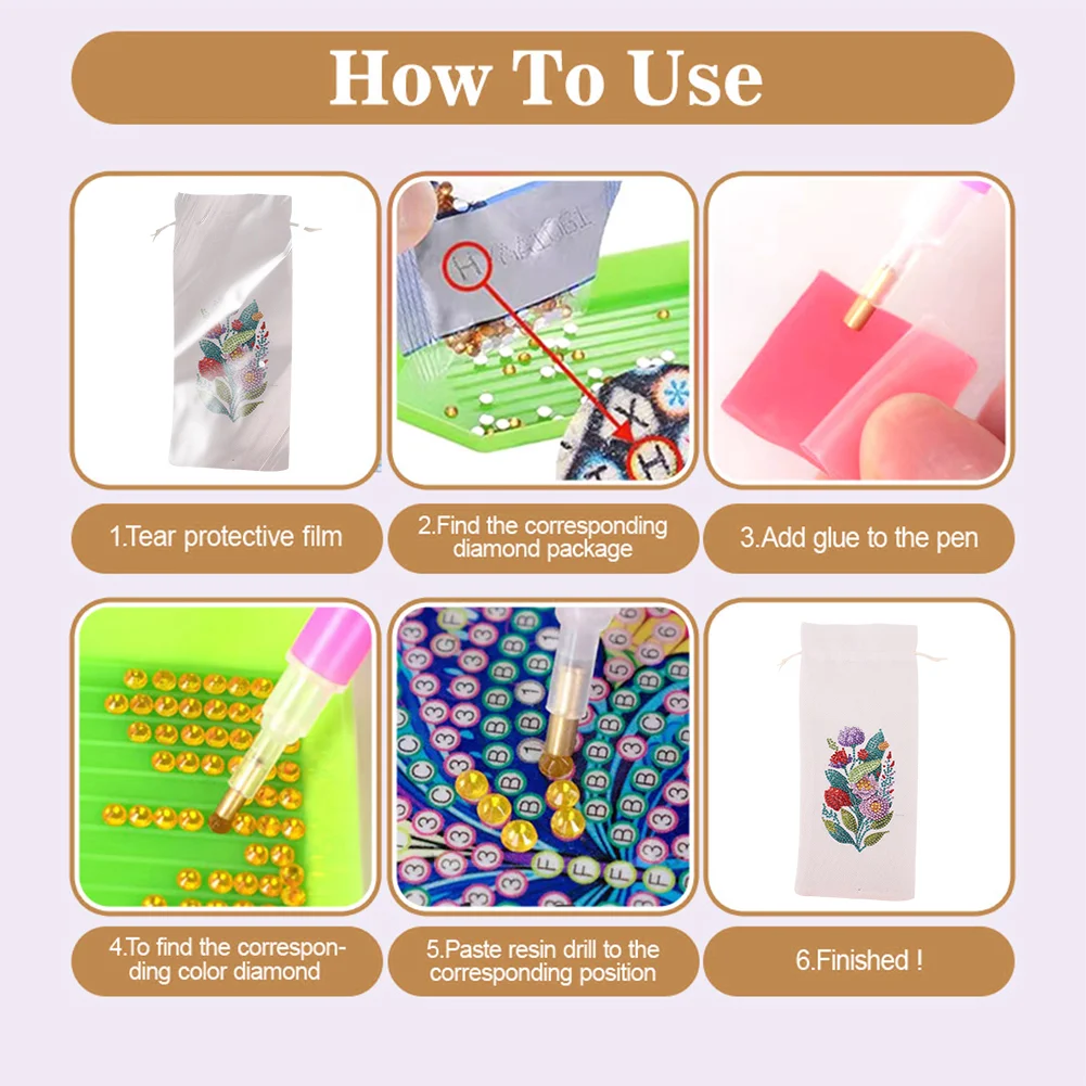 4pcs DIY Diamond Painting Wine Bag Kit Rhinestones Liquor Bottle Cover (Flower)