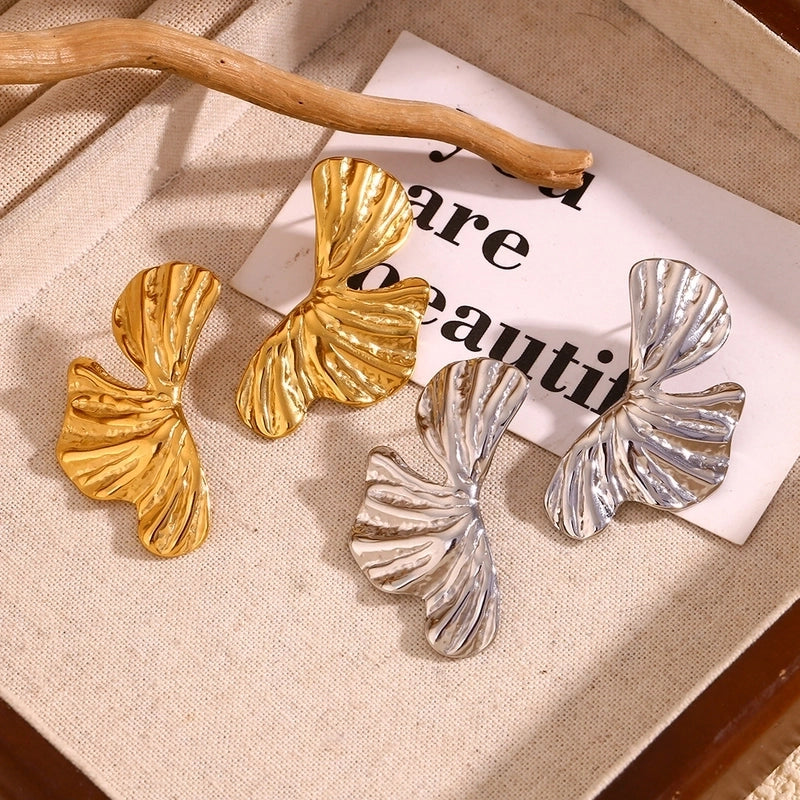 1 Pair Classic Style Geometric Leaf Plating 304 Stainless Steel Ear Studs