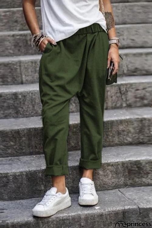 Pockets Elastic Loose Pants