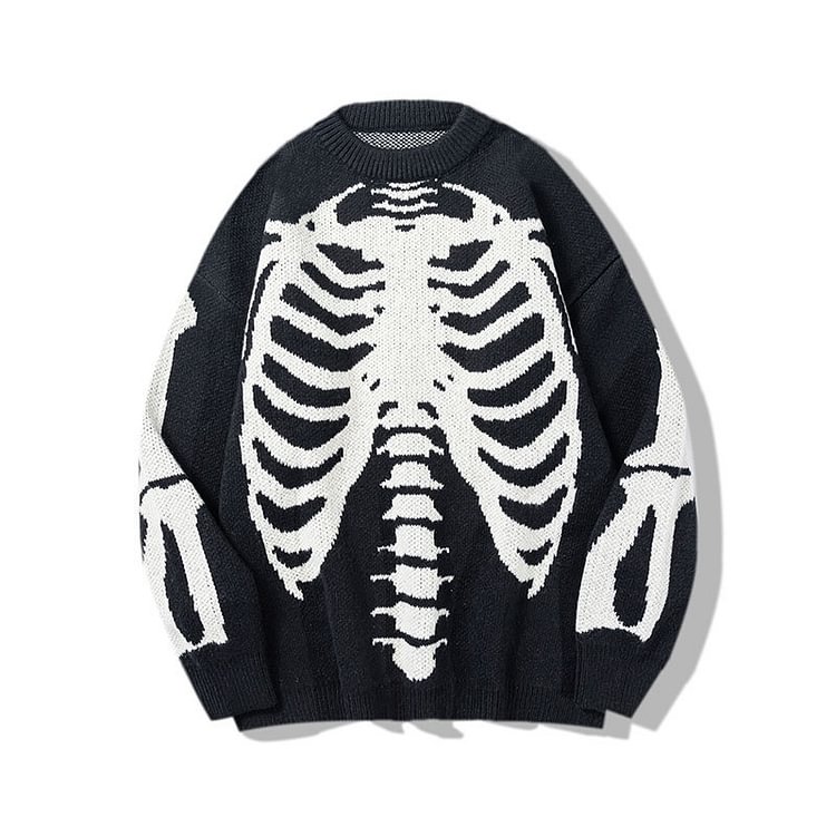 Skeleton Pattern Knit Sweater Skeleton Hoodie