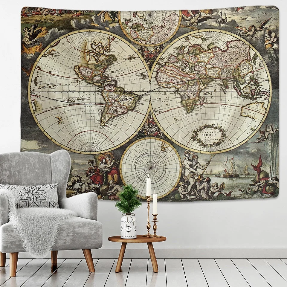 Pirate Treasure Map Tapestry Wall Hanging Bohemian Beach Mat Polyester Thin Blanket Yoga Shawl Mat Blanket New