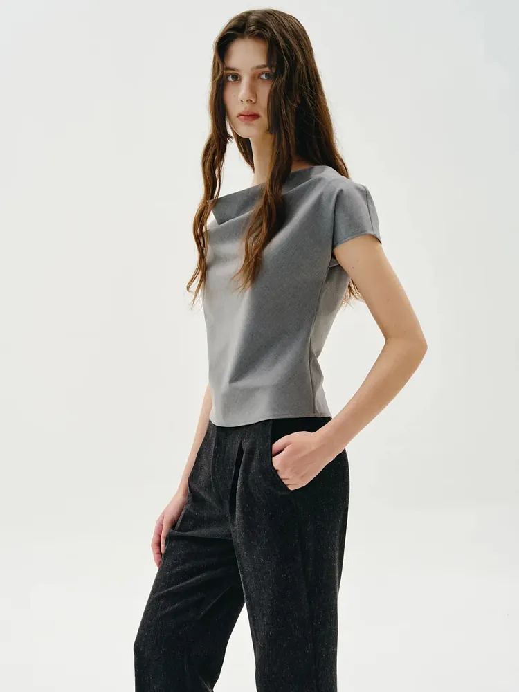 Gray turtleneck top