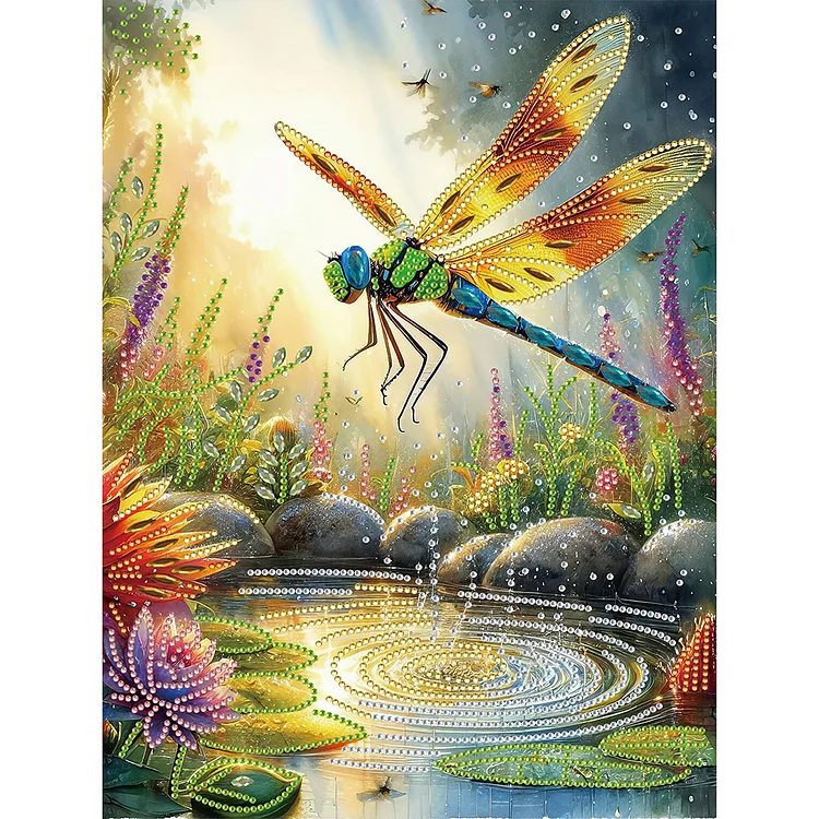 Partial Special-shaped Diamond Painting - Dragonfly 30*40CM