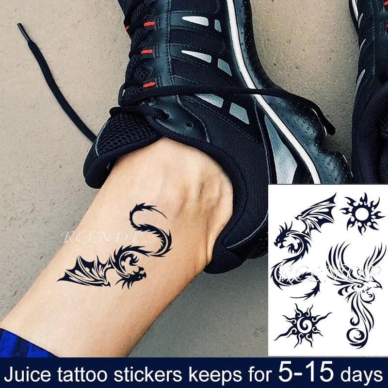 Waterproof Temporary Juice Ink Tattoo Sticker Star Circle Totem Patterns Fruit Gel Long Lasting Art for Men Women