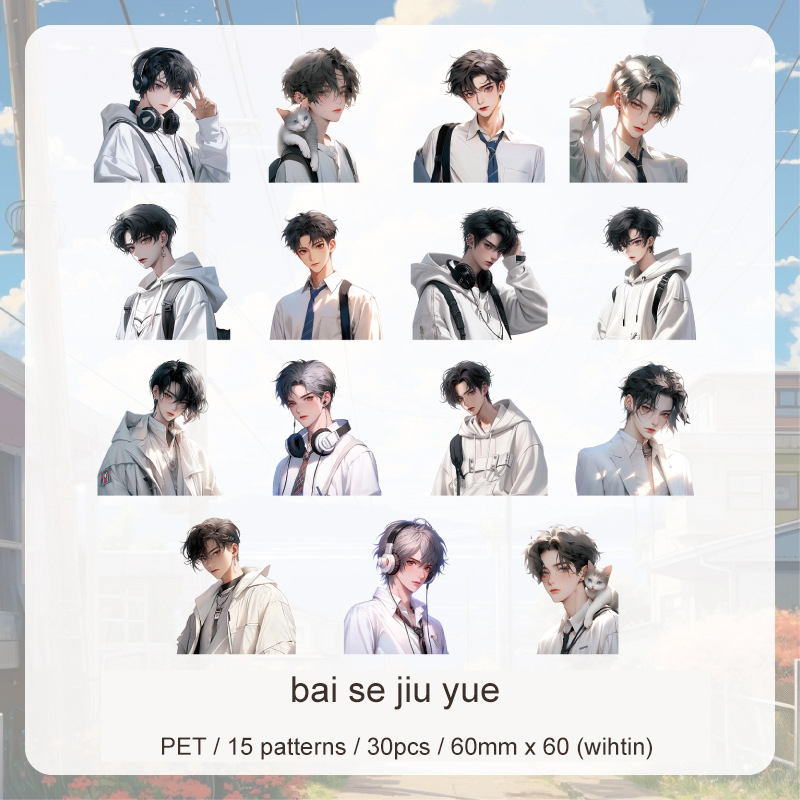 Journalsay Magazine Melody Series Vintage Boy Character Landscaping PET Sticker