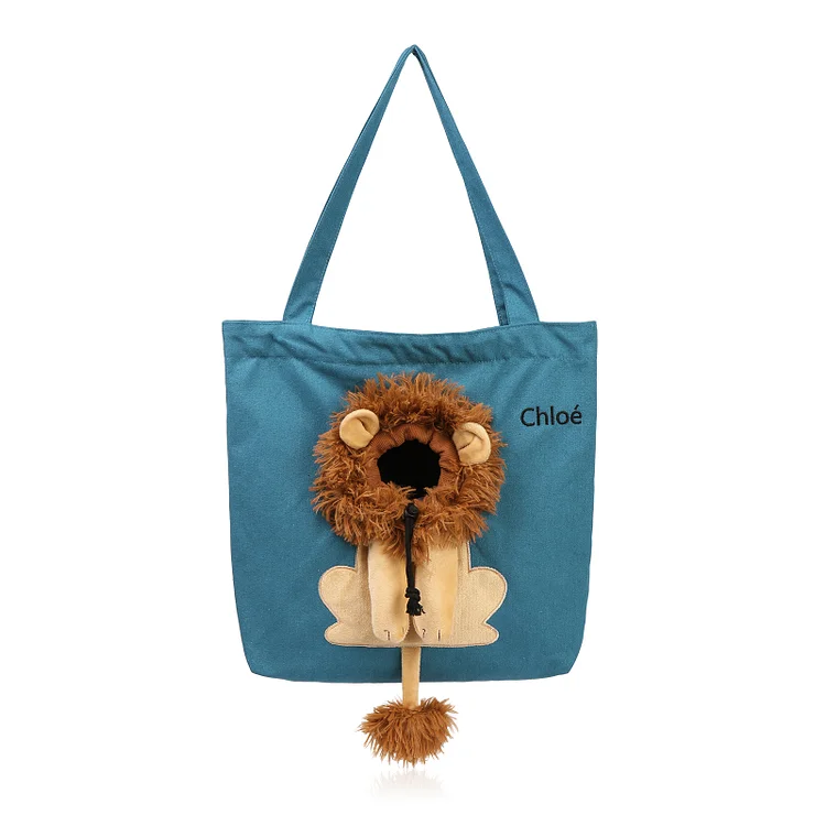 Personalised Name Cat Carrier Bag Cute Lion-Shaped Cat Carrying Bag Large Capacity Cat Canvas Tote Bag For Small Animals Dogs Cats