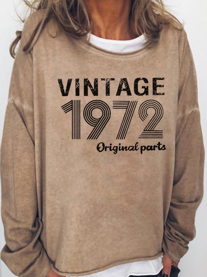 Long Sleeve Crew Birthday 1972 Vintage original parts Casual Sweatshirt