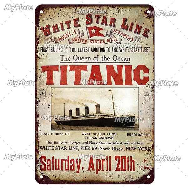 Voyage Titanic - Enseigne Vintage Métallique/Enseignes en bois - 20*30cm/30*40cm