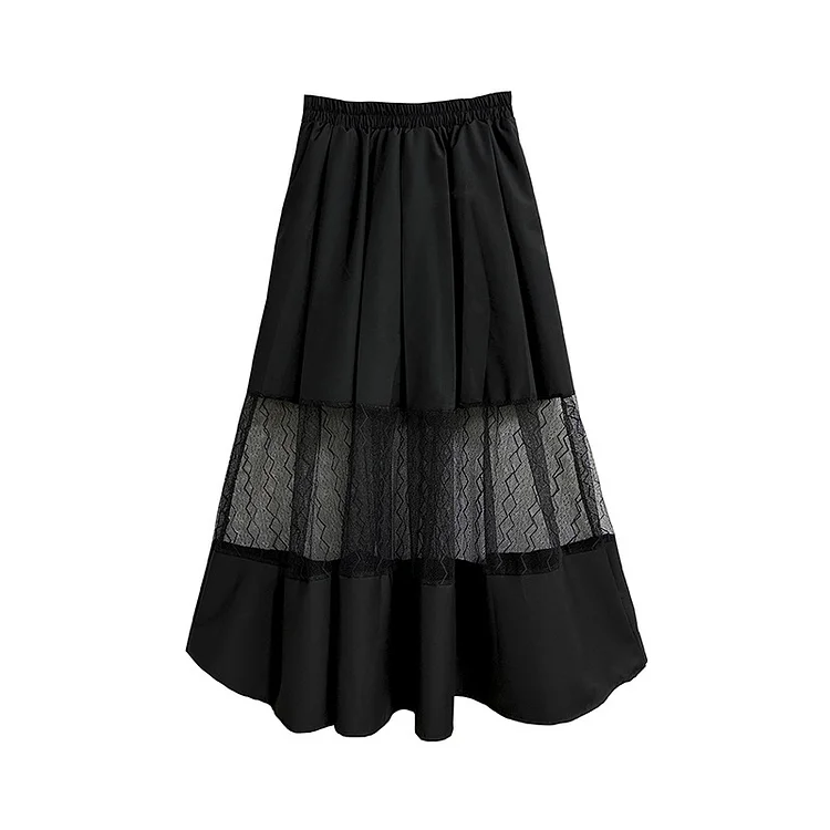 Personalized Mesh Splicing High Waisted Skirt