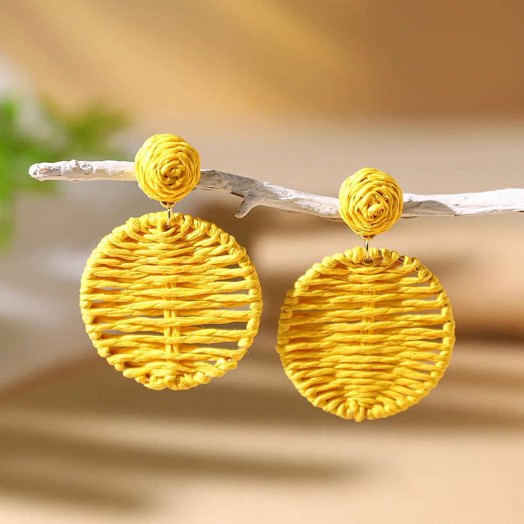 Women's Holiday Bohemian Style Raffia Hand-woven Earrings