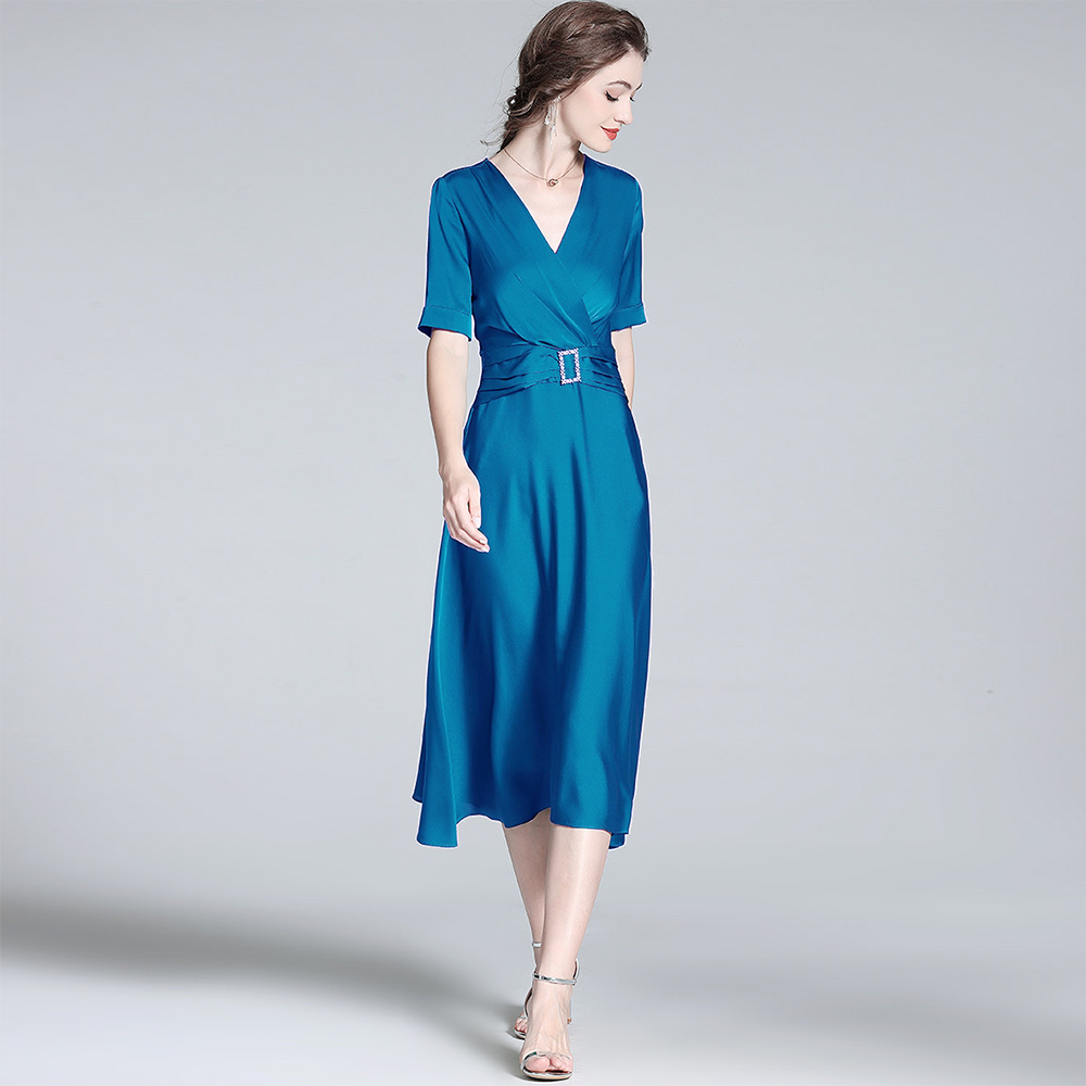 Silk Dress V Neck Evening Style REAL SILK LIFE