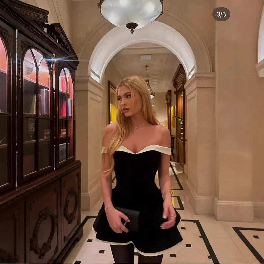 Nigikala Nigikala 2025 New Fashion Sexy Breasts Small Body Repair Word Collar Dress Skirt Short Skirt Woman