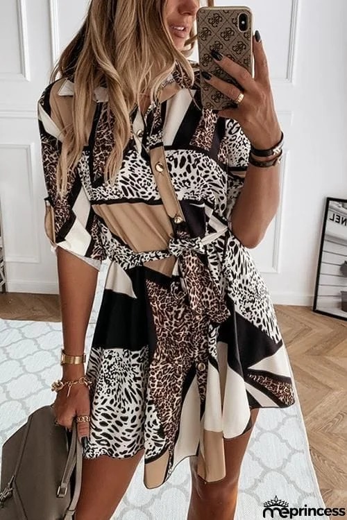 Animal Print Belted Mini Dress