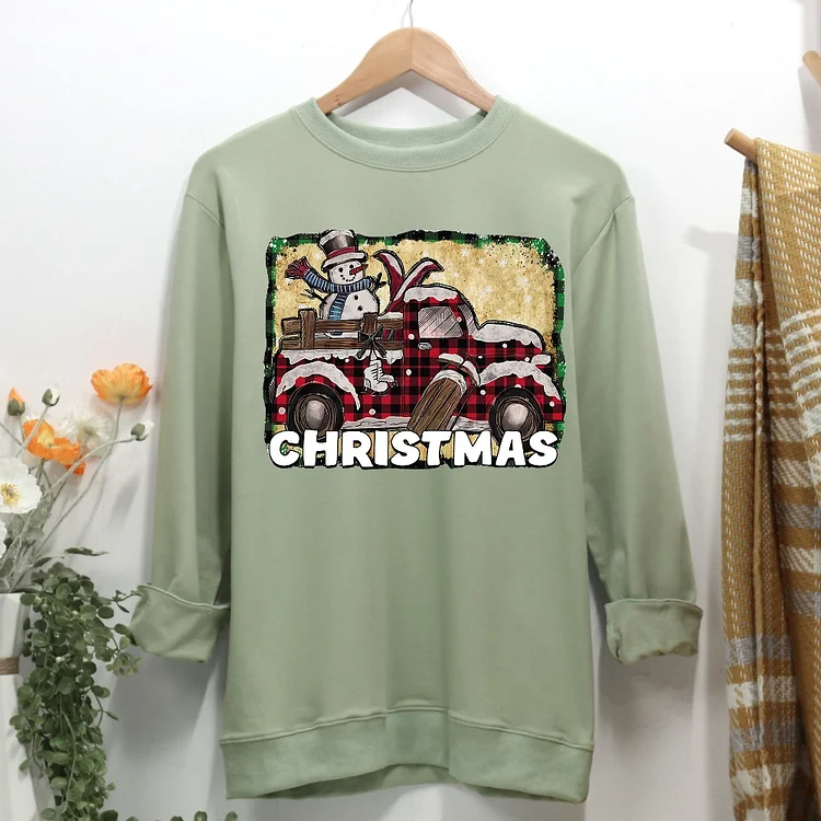 Christmas truck snowman Women Casual Sweatshirt