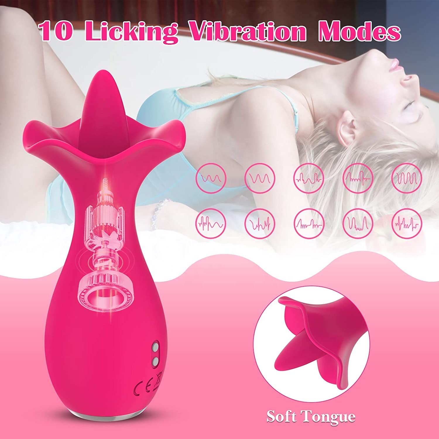 rose toy with tongue-rose vibrator with 10 tongue licking modes