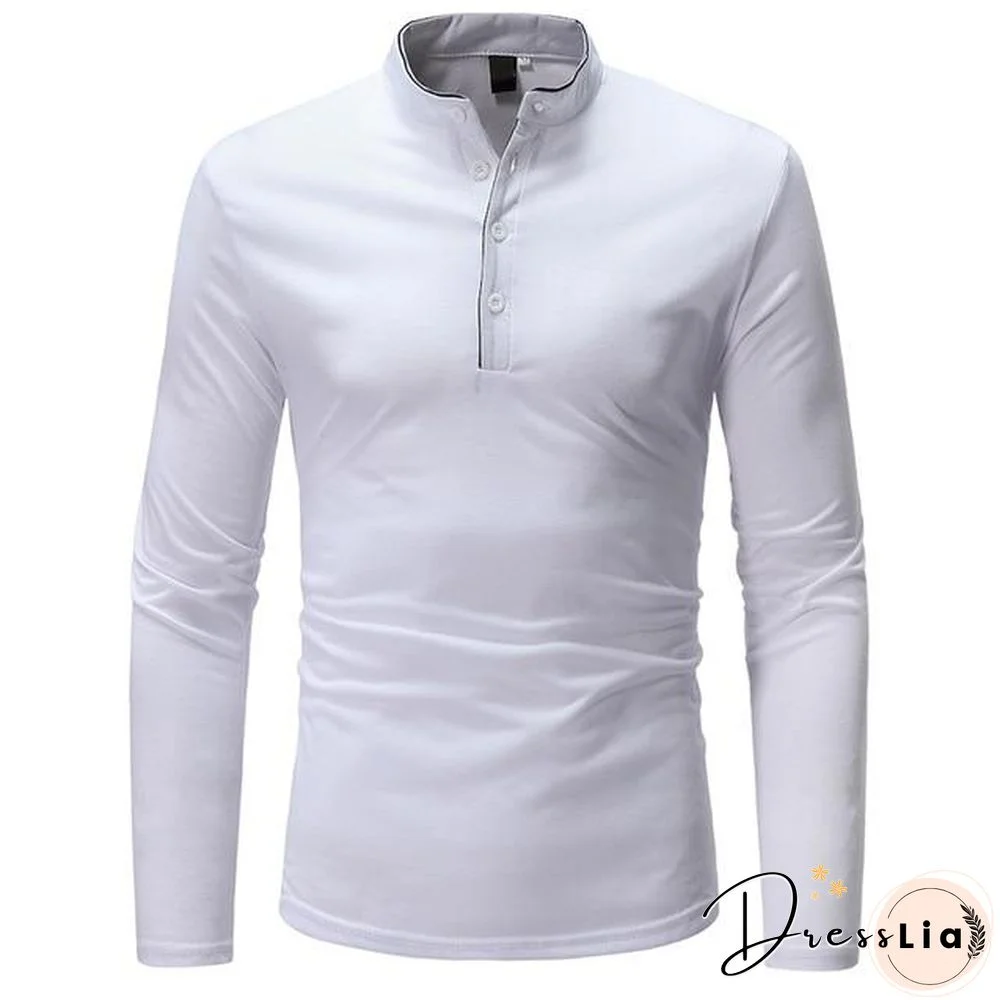 Casual Autumn Winter Polo Shirt Men Solid Long Sleeve Polo Shirt Men Slim Fit Polo Homme