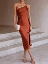 Solid Color One-Shoulder Backless Sexy Slim Midi Dress