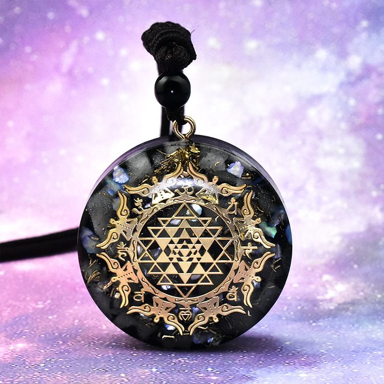 Obsidian Flower of Life Orgone Necklace