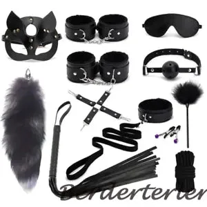 pornhint Pornhint 12PCS Kits Handcuffs Whip Masks Tail plug flirt Constraint Set For couple Women