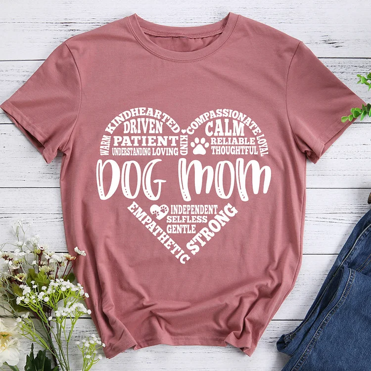 Dog mom heart T-shirt Tee -01642