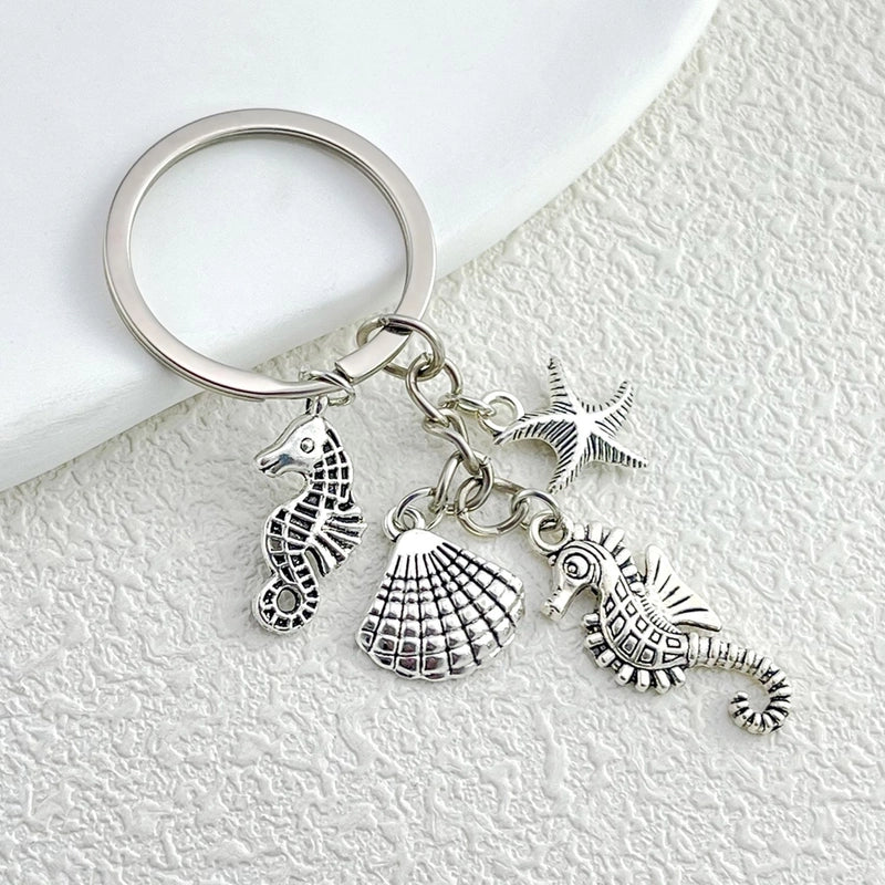 Cute Marine Style Starfish Mermaid Shell Alloy Enamel Bag Pendant Keychain