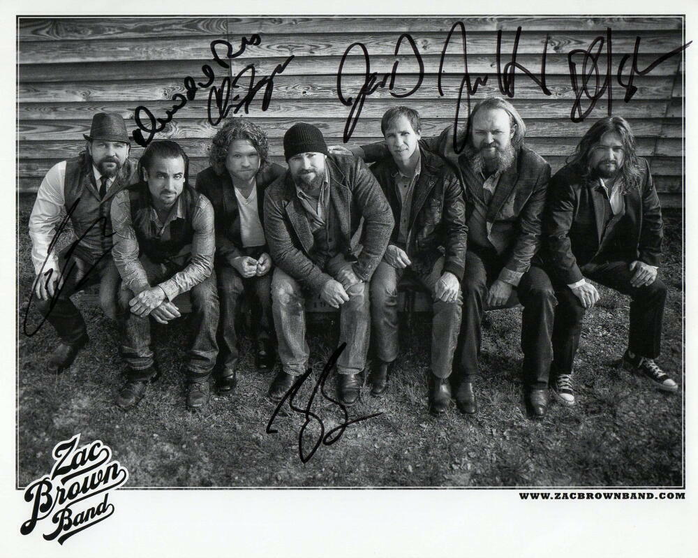 ZAC BROWN BAND COMPLETE (X7) SIGNED AUTOGRAPH 8X10 Photo Poster painting VERY RARE CHICKEN FRIED