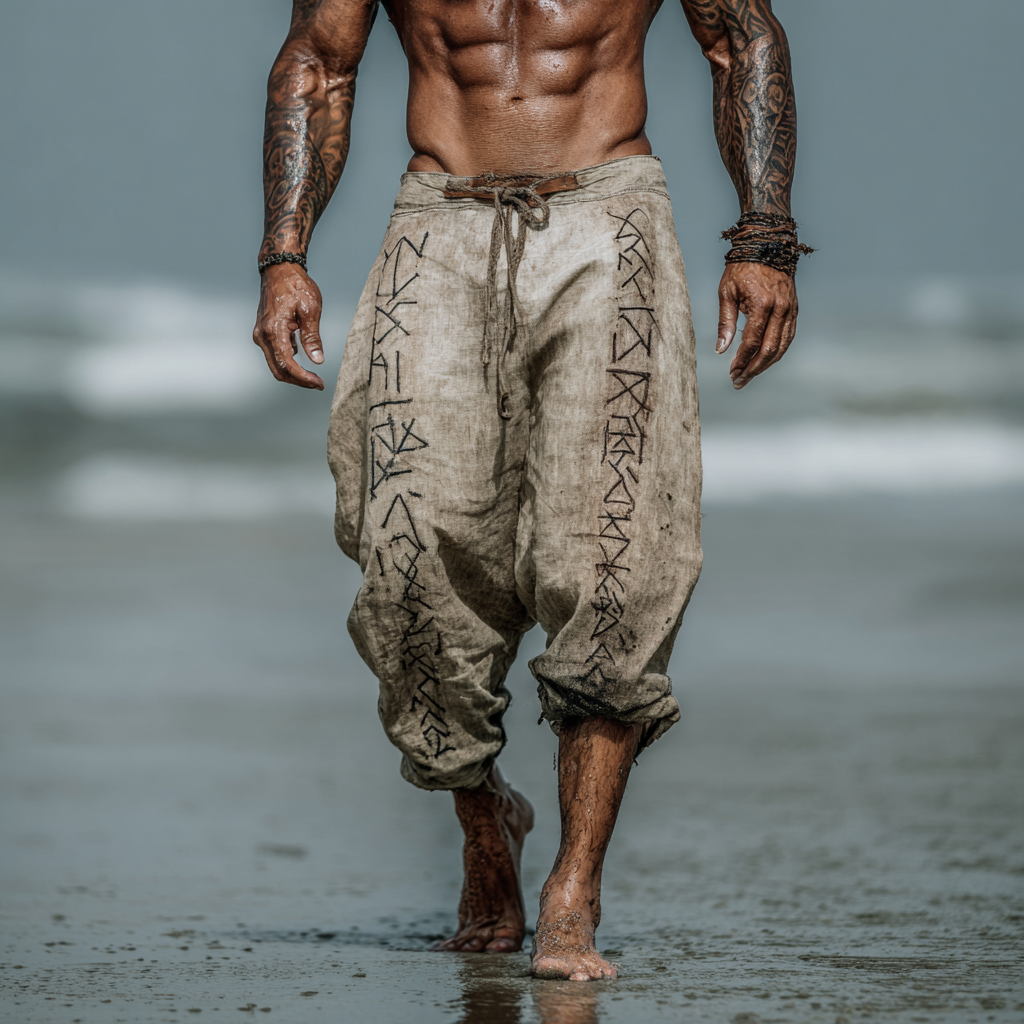 Men's Viking Nordic Mystical Runes Celtic Totem Summer Casual Pants / Rvogue / Rvogue