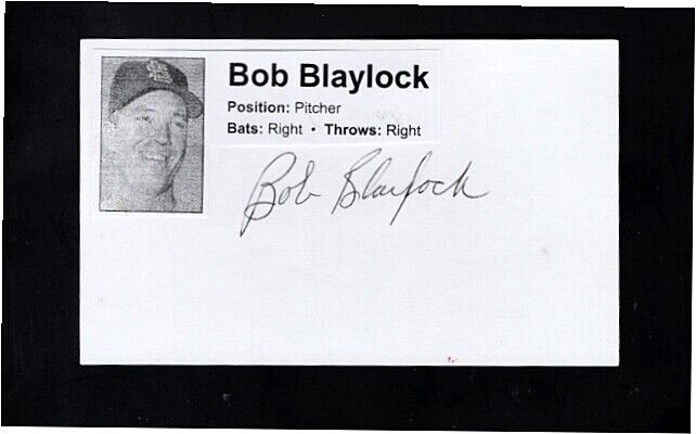 1959 BOB BLAYLOCK-ST LOUIS CARDINALS AUTOGRAPHED 3X5 CARD W/PIC